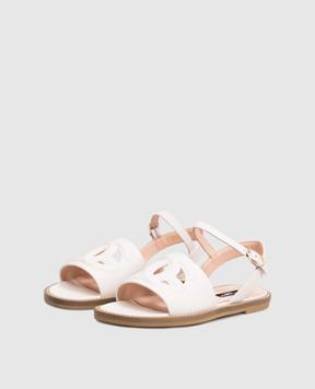 Dolce&Gabbana Дитячі білі шкіряні босоніжки з фактурною монограмою логотипа D11308A12232736