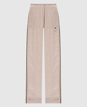 Palm Angels Бежевые брюки из льна с лампасами PWCJ03CS26FAB001