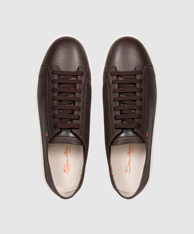 Santoni Коричневые замшевые кеды MBCD21571BARCMMD изображение 4