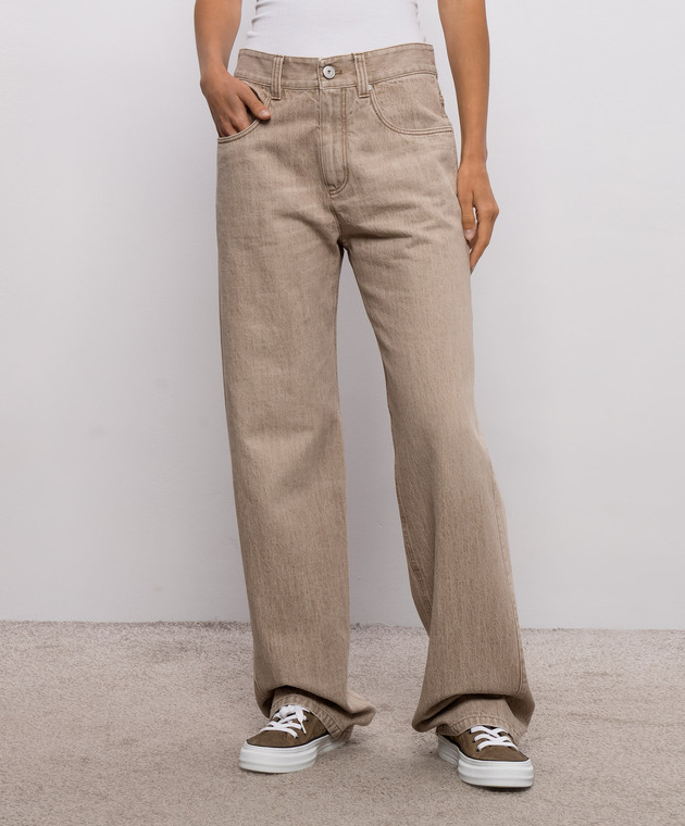Brunello Cucinelli Бежевые джинсы с патчем MP095P5565 изображение 3