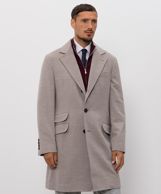 Brunello Cucinelli Сіре пальто з вовни MV4679039 зображення 3