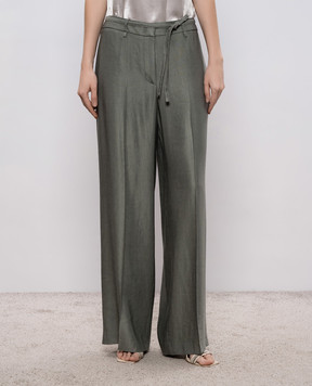 Peserico Зеленые брюки с леном с поясом P04274A01921