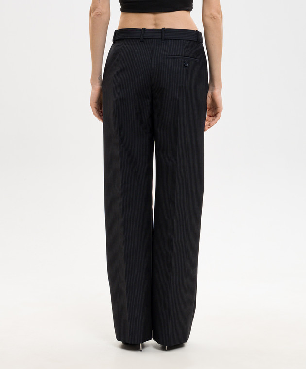 Alexander McQueen Темно-сині штани Bumster з вовною в смужку 869015QJAF4 зображення 4