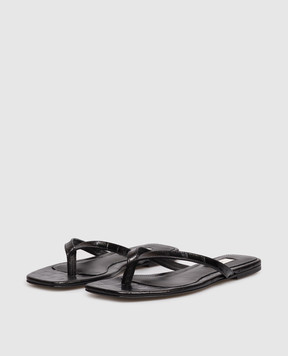 Toteme Черные кожаные шлепанцы с тиснением под кожу крокодила 243WAS4557LE0076