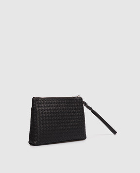 Bottega Veneta Черный кожаный клатч 876093V0010