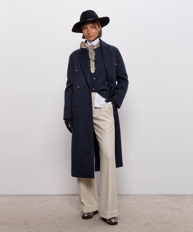 Brunello Cucinelli Синий кардиган с кашемиром с люрексом M1E224746 изображение 2