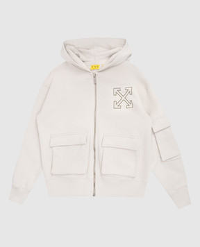 Off-White Дитяча бежева спортивна куртка з принтом емблеми 44BBE005S26F001