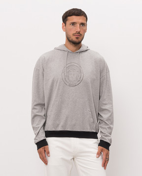 Versace Сіре худі з принтом емблеми 10254331A18731