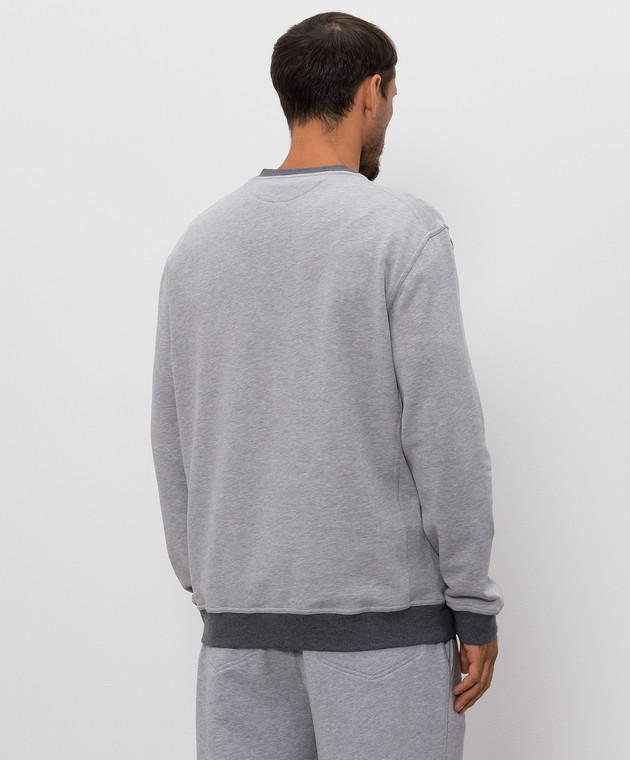 Brunello Cucinelli Серый меланжевый свитшот с вышивкой MM8263390G изображение 4
