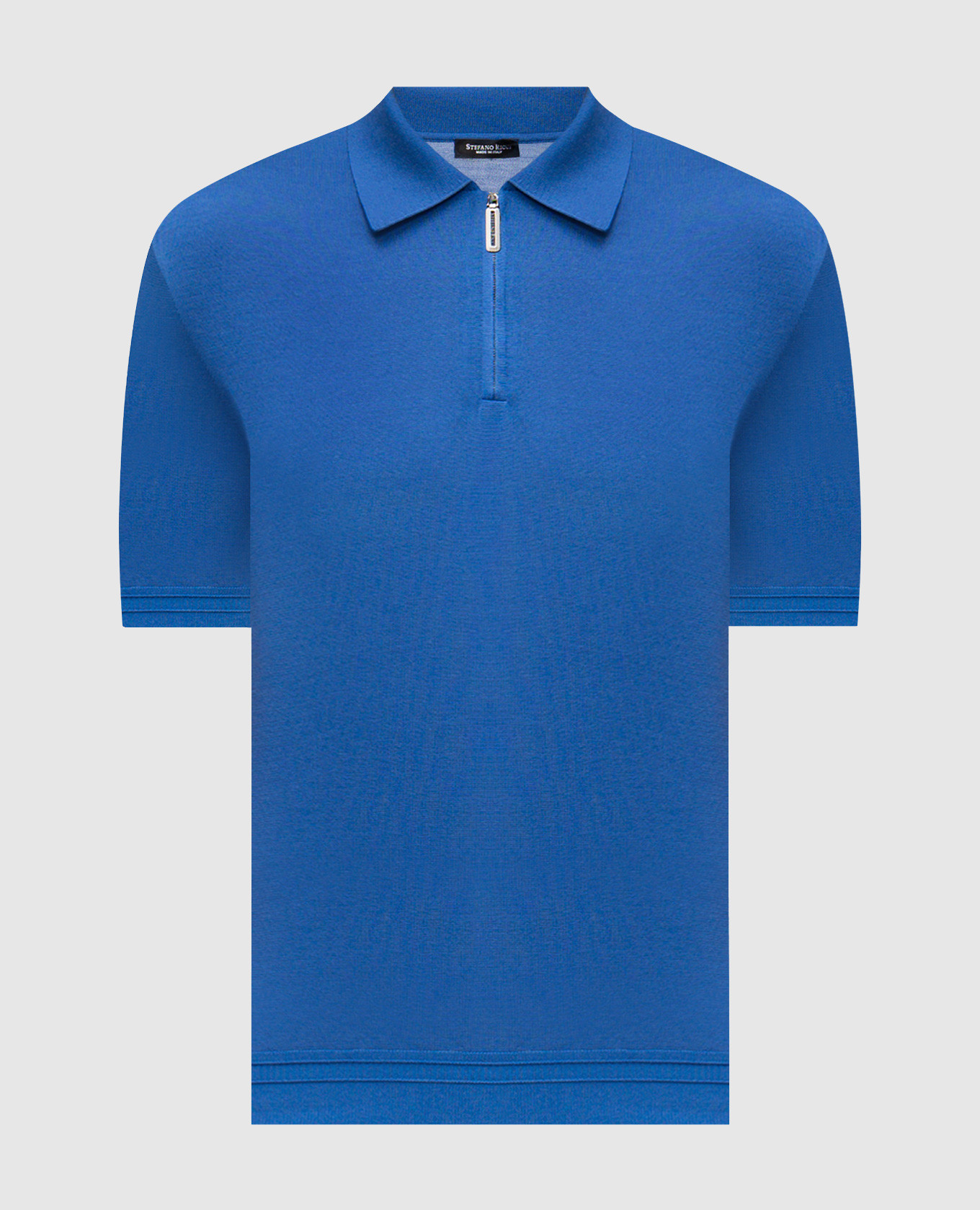 Голубое поло из шелка с монограммой логотипа