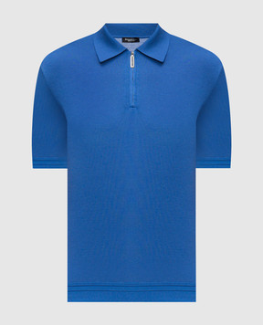 Stefano Ricci Синє поло із шовку з монограмою логотипа K616215P31F26101