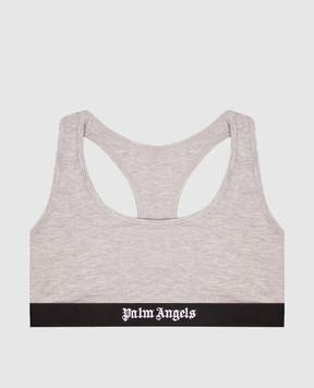 Palm Angels Сірий топ з візерунком логотипа PLA1UWTP04SI