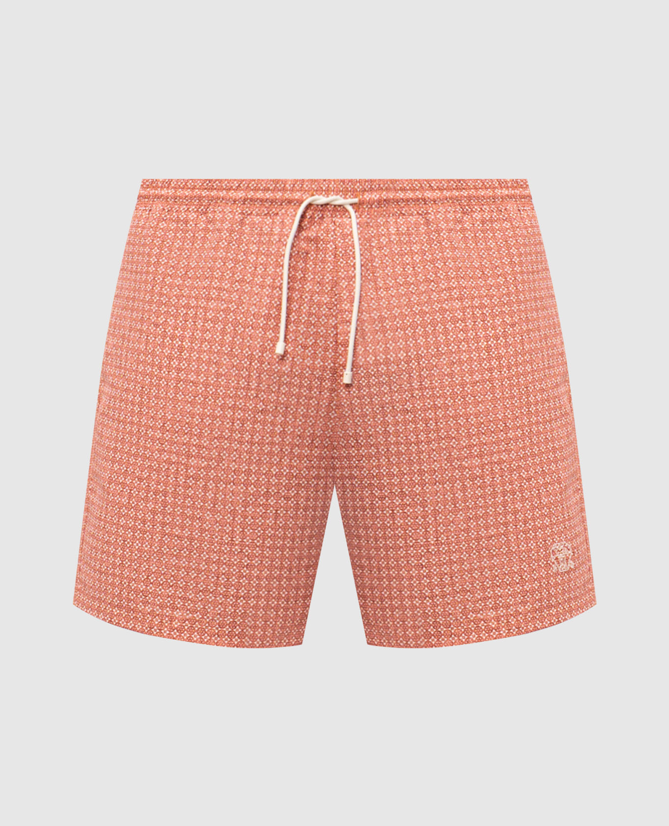 Оранжевые шорты для плавания в брендовый принт
