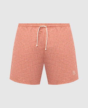 Brunello Cucinelli Помаранчеві шорти для плавання в брендовий принт MR847043