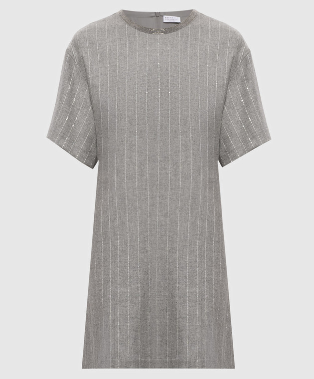 Brunello Cucinelli Серое платье с шерстью MG576AB4C1