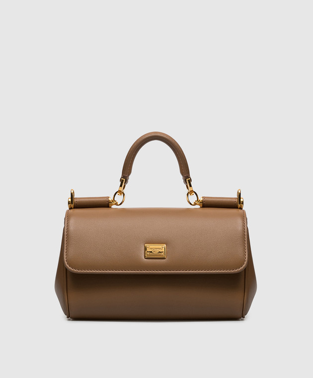 Dolce&Gabbana Коричневая кожаная сумка My Sicily BB7864B7321