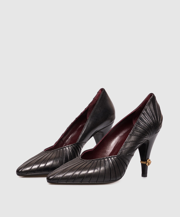 Versace Чорні шкіряні туфлі Gianni 10238371A17623 зображення 2