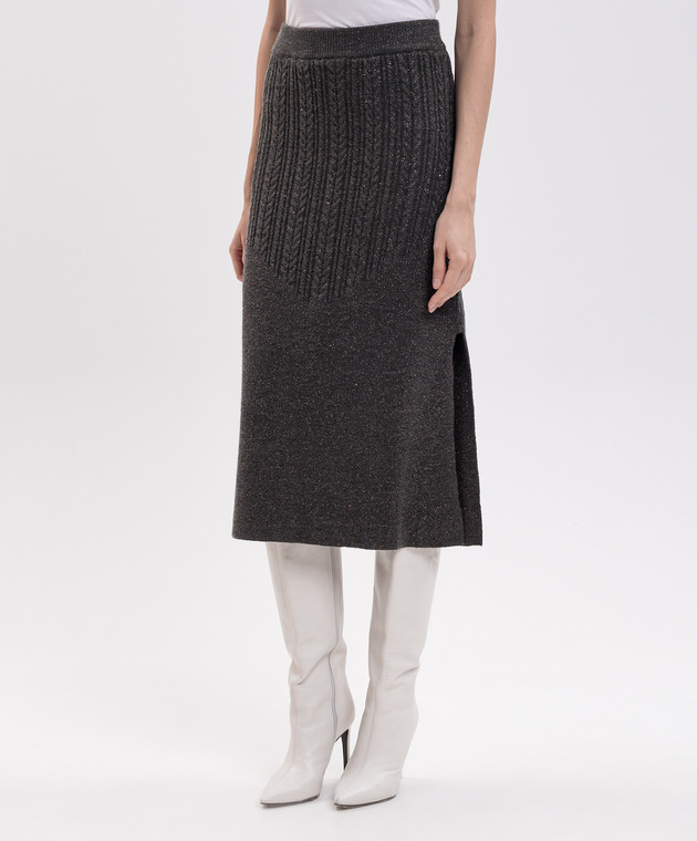 Twinset Серая юбка с шерстью 262LI3MBB изображение 3