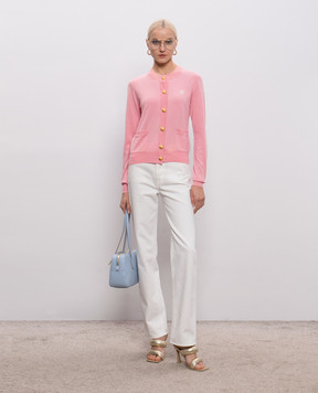 Balmain Розовая футболка с шелком GF0ALB30KJ53