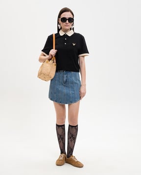 Valentino Черное поло с контрастным окантованием 8V0MH01KBGT