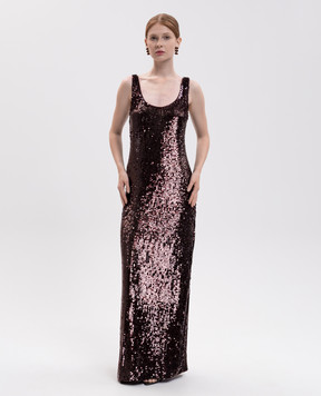 Simkhai Бордовое платье макси Bex в пайетке 5261192SS