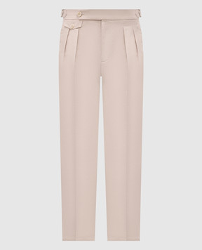 Brunello Cucinelli Бежевые брюки с льном MH253M5030
