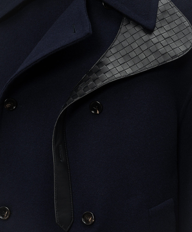 Bottega Veneta Голубое двубортное пальто из кашемира 866582V6E40 изображение 5