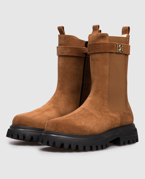 Dolce&Gabbana Дитячі коричневі замшеві черевики на хутрі D11356A51323738