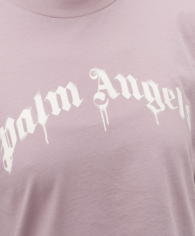 Palm Angels Фиолетовая футболка с принтом логотипа PWAA079S26JER004 изображение 5