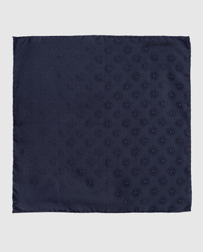 Brunello Cucinelli Синя хустка із шовку в тканий візерунок MX8740091