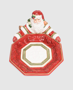 Fitz&Floyd Червона керамічна сервірувальна тарілка Telluride Santa 24007