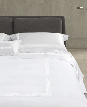 Fazzini Білий комплект постільної білизни SERBELLONI з вишивкою SRBCOCO240X220QA