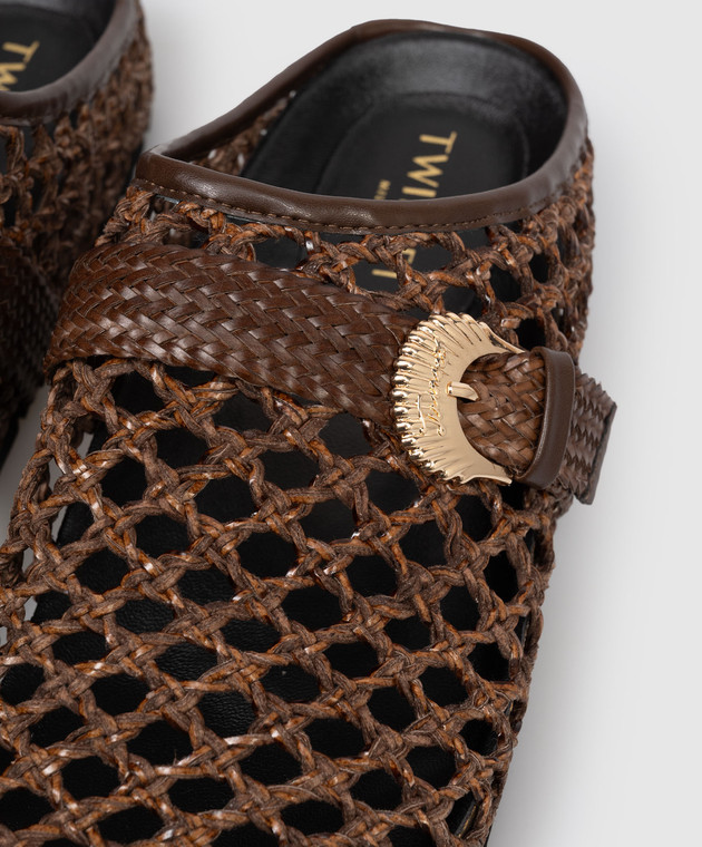 Twinset Коричневі плетені мюлі 261TGT036 зображення 5