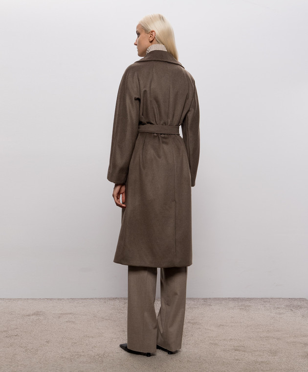 Max Mara Weekend Коричневое двубортное пальто RESINA из шерсти WKDRESINA изображение 4