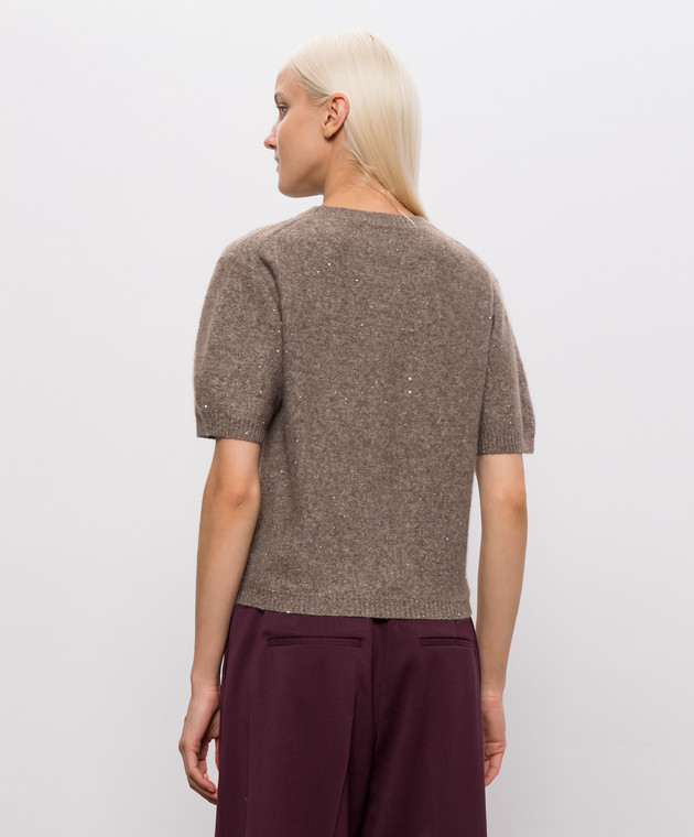 Allude Коричневий в'язаний топ з кашеміру та шовку з паєтками 26577103 зображення 4