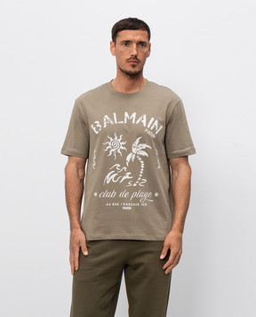 Balmain Футболка Balmain Plage кольору хакі GH0EG000GF58
