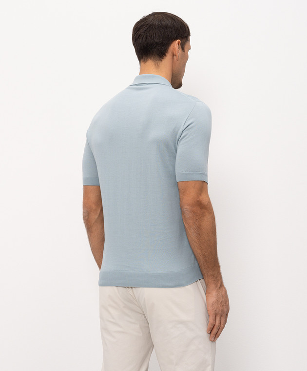 Bilancioni Блакитне поло в перфоровану смужку BE26M5PZF5 зображення 4