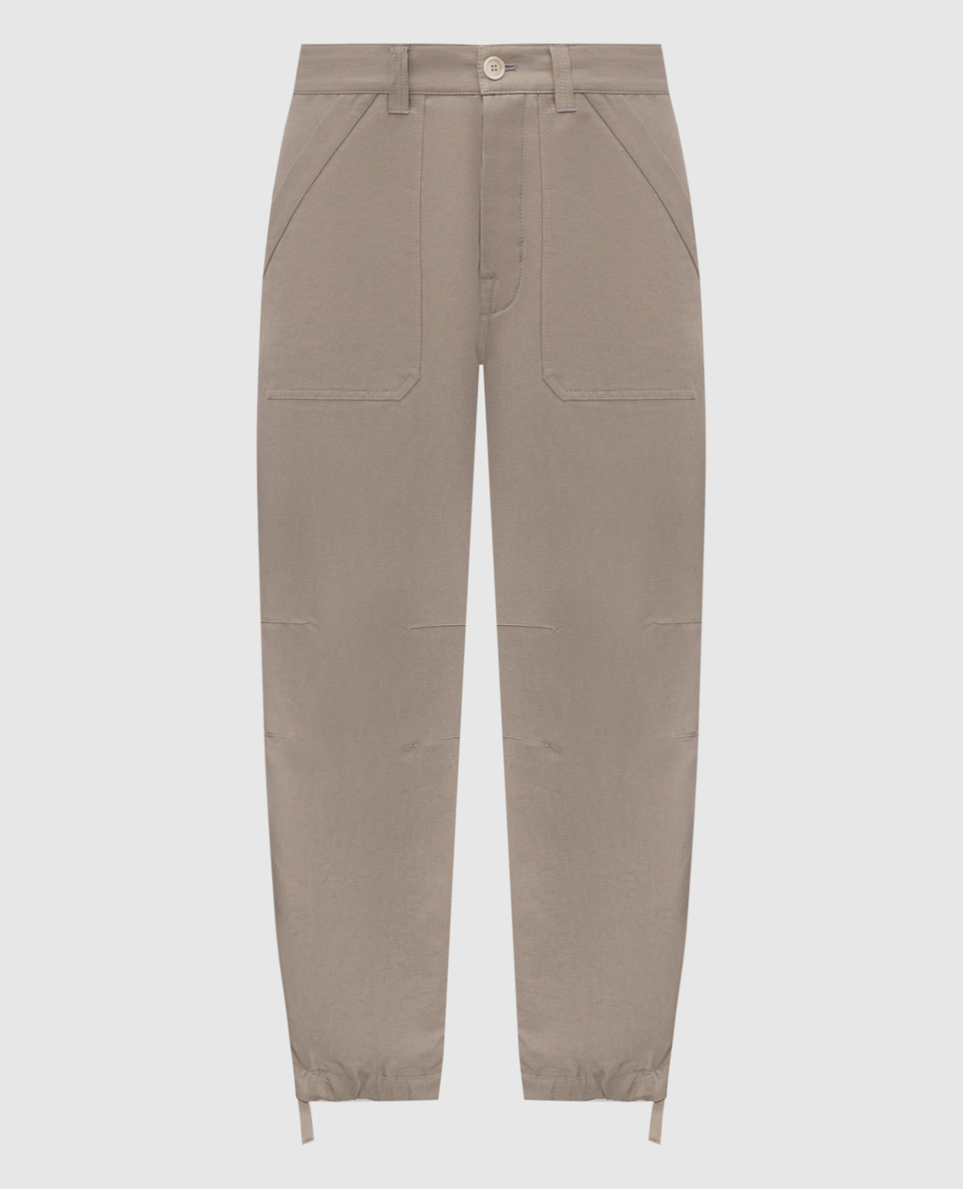 Брюки цвета хаки с льном