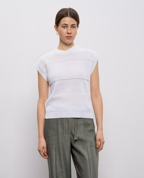 Peserico Білий топ з льоном S99138F0709056