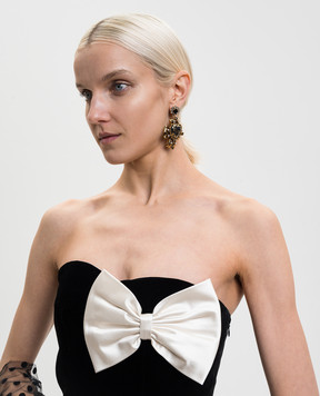 CelesteG Золотые серьги в форме сердца с кристаллами и бусинами 2201