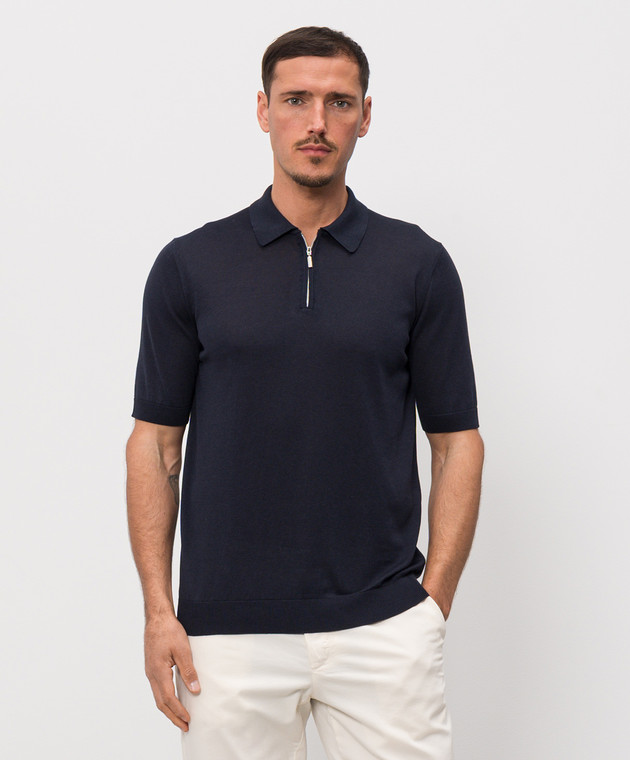 Castangia dal 1850 Синее поло с шелком DBPZ1S26 изображение 3