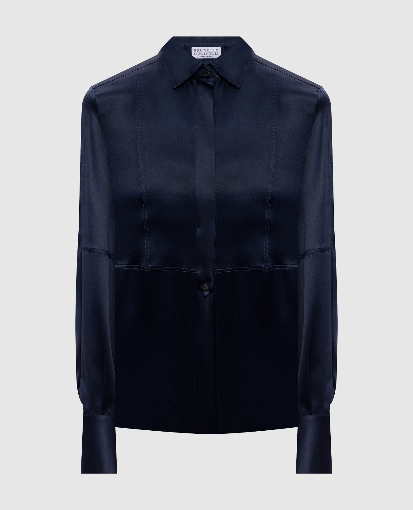 Синяя блуза из шелка с цепочкой мониль