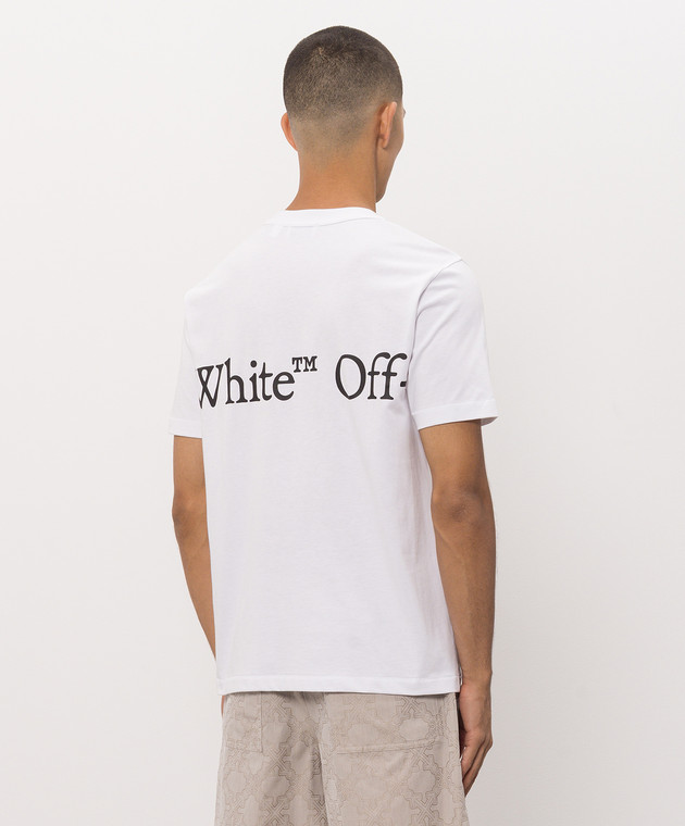 Off-White Белая футболка с контрастным принтом логотипа 44MAA16MF26J00G изображение 4