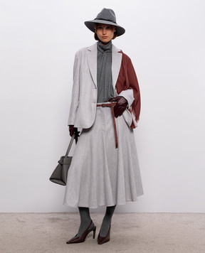 Brunello Cucinelli Сірий жакет з вовни з ланцюжком моніль MG5497204P