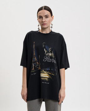 Vetements Черная футболка Paris ME76TR244Bw