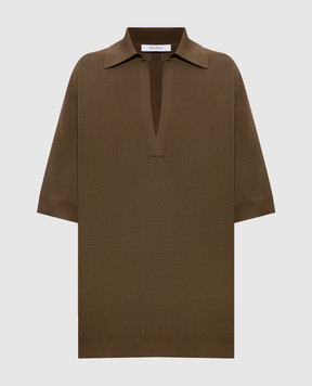 Max Mara Топ MALPINO цвета хаки с воротником-поло MXMALPINO