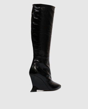 Balmain Чорні шкіряні лаковані чоботи HN0TA305LMSI