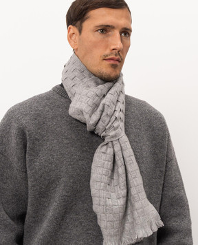 Bottega Veneta Сірий шарф Intrecciato з кашеміру A0056TV77L0