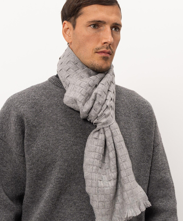 Bottega Veneta Сірий шарф Intrecciato з кашеміру A0056TV77L0 зображення 2