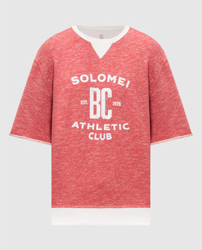 Brunello Cucinelli Красная футболка с брендовым принтом MR8313378G